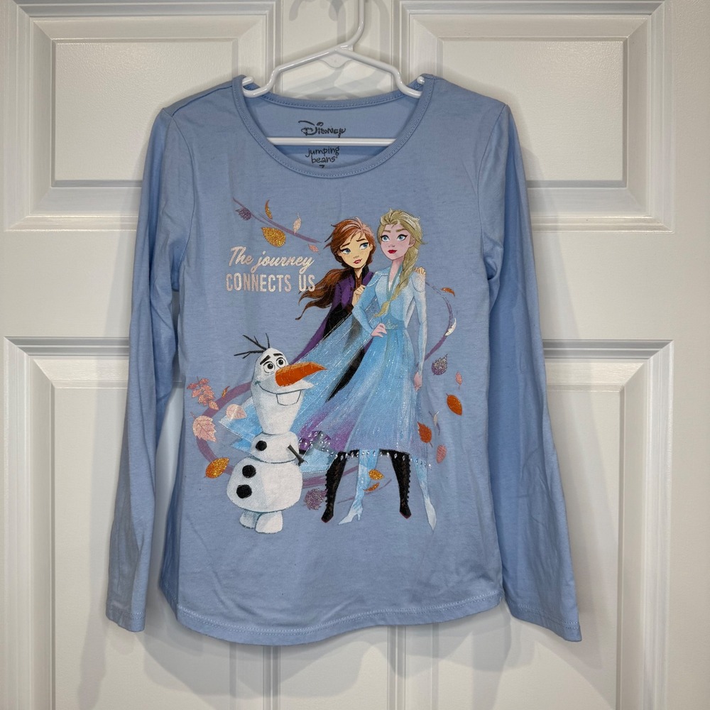 Disney Frozen Elsa Anna Olaf Long Sleeve Kids T-Shirt Size 7